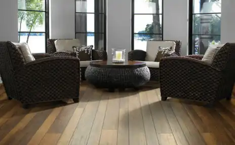 laminate flooring with dark brown furniture